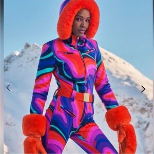 NWT Goldbergh La Fête Faux Border Ski Suit Absinthe Rainbow Size 10 US SOLD OUT